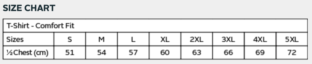 adults sizing chart