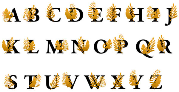 Personalised black letter golden foliage mug - Image 2