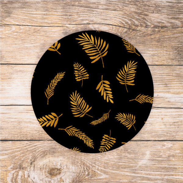 Black and gold leaf mousepad