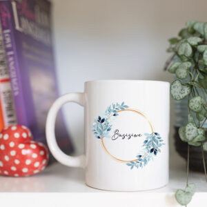 blue and gold floral wreath name