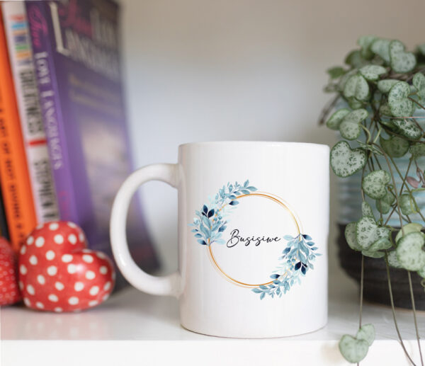 blue and gold floral wreath name