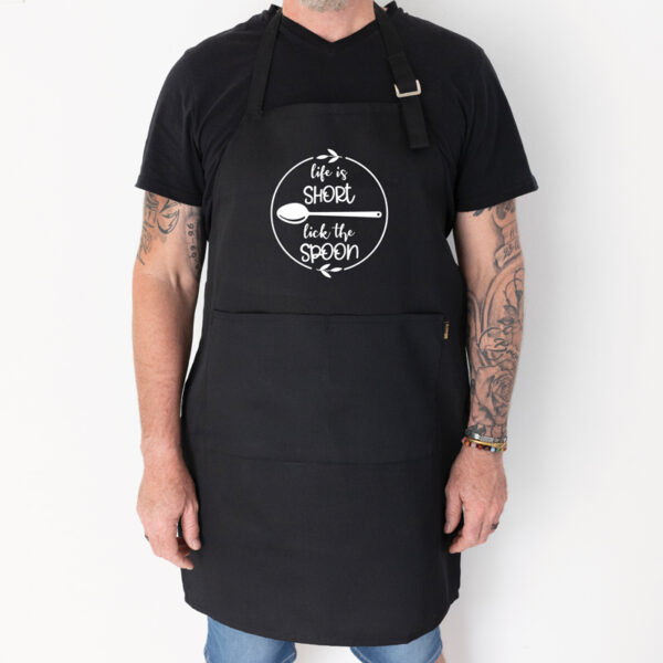 Life is short lick the spoon apron