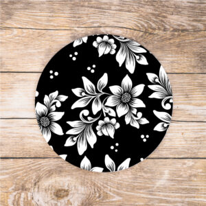 black and white floral mouse-pad