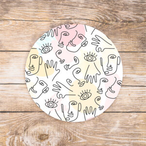 Doodled hand and face mousepad