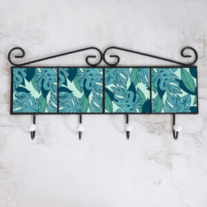 Illustrated tropical leaf coat hanger