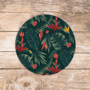 Tropical leaves and flowers coaster